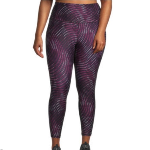 Xersion Women's Plus Size Pink Dots High Rise Dry 7/8 Ankle Leggings 1X 2X 3X - Picture 1 of 10